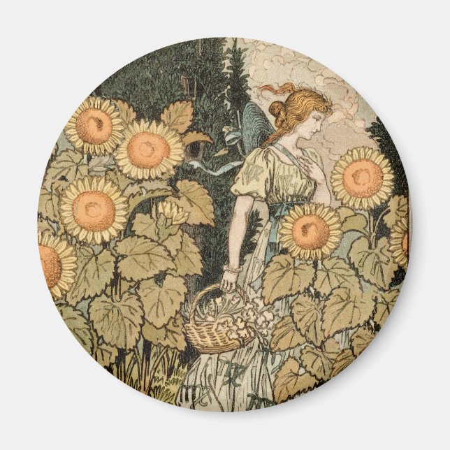 Solros Art nouveau Garden Grasset Woman Magnet (Framsidan)