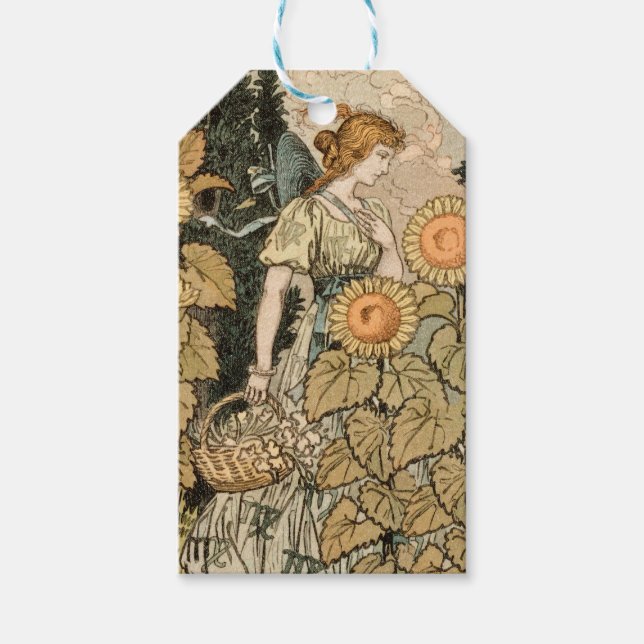 Solros Art nouveau Garden Grasset Woman Presentetikett (Framsidan)