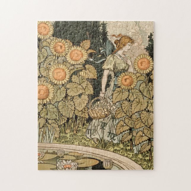 Solros Art nouveau Garden Grasset Woman Pussel (Vertikal)