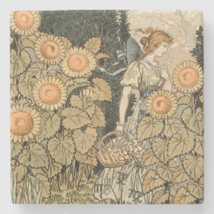 Solros Art nouveau Garden Grasset Woman Stenunderlägg