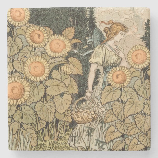 Solros Art nouveau Garden Grasset Woman Stenunderlägg (Framsidan)