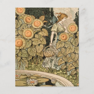 Solros Art Nouveau Trädgård Grasset Kvinna