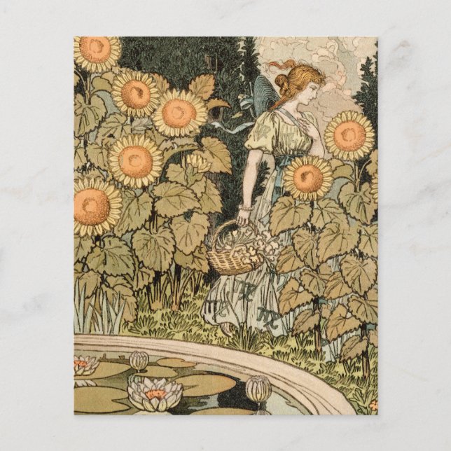 Solros Art Nouveau Trädgård Grasset Kvinna (Framsida)
