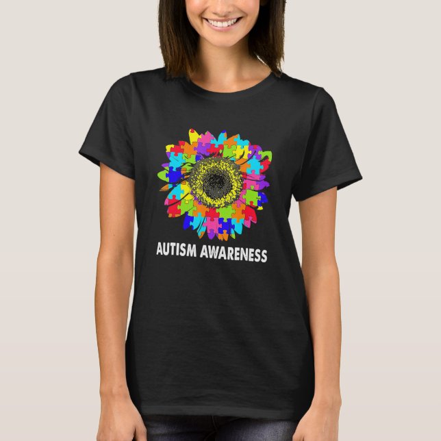 Solros Autism Awareness Tee Puzzle Autism Biet (Framsida)