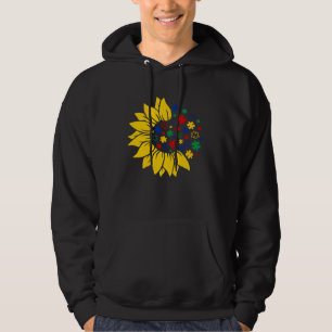 Solros Autism Medvetenhet Vänlig Pussel Mamma Stöd Hoodie