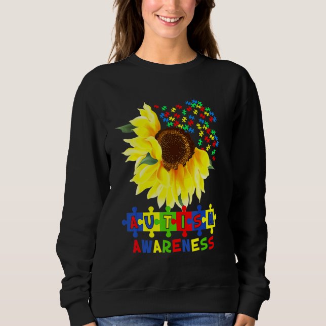 Solros Autism Puzzle Biet Coola Awareness S T Shirt (Framsida)
