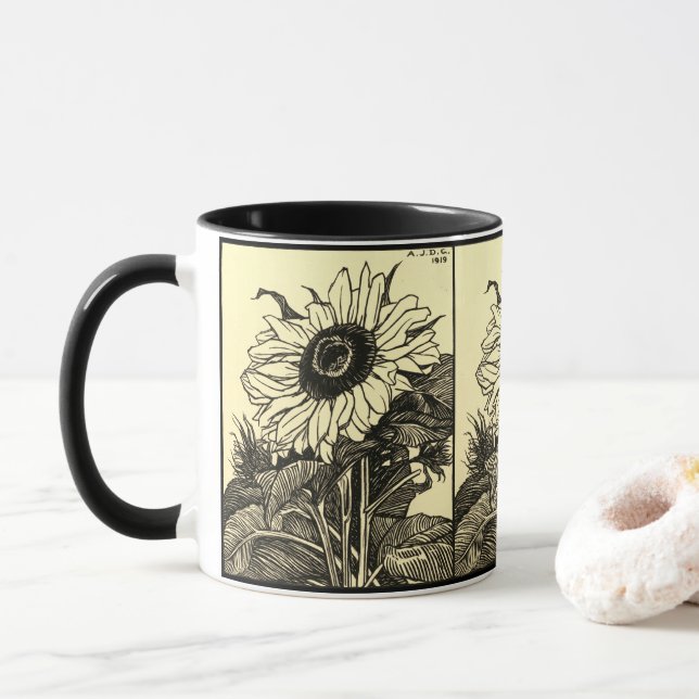 Solros, av Julie de Graag - Mugg (Med munk)