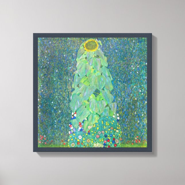 Solros av Klimt, Vintage Flowers Art nouveau Canvastryck (Framsida)