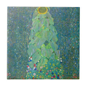 Solros av Klimt, Vintage Flowers Art nouveau Kakelplatta