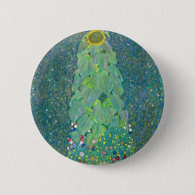 Solros av Klimt, Vintage Flowers Art nouveau Knapp (Framsida)