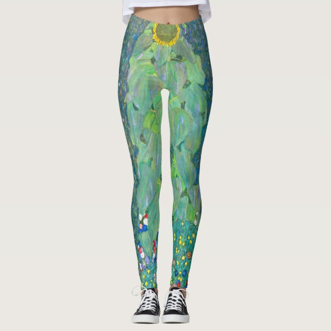 Solros av Klimt, Vintage Flowers Art nouveau Leggings (Framsida)