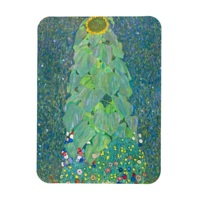 Solros av Klimt, Vintage Flowers Art nouveau Magnet (Vertikal)