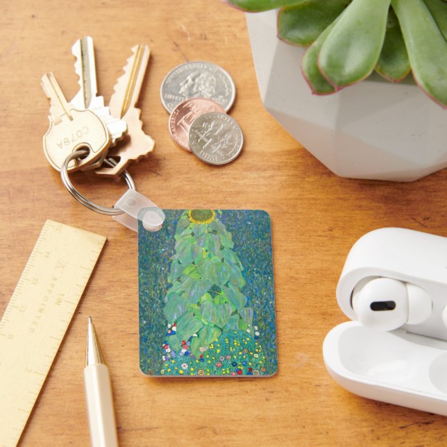 Solros av Klimt, Vintage Flowers Art nouveau Nyckelring (Skrivbord)