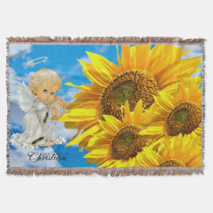 Solros Baby Angel Blommigt Throw Blanket Filt