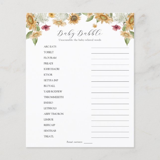 Solros Baby Babble Ord Scramble (Framsida)