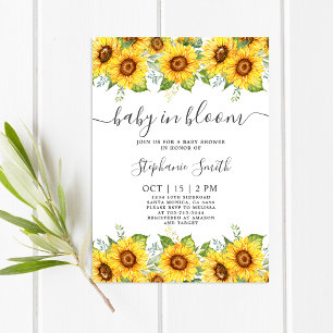 Solros Baby i Bloom Baby Shower Girl Inbjudningar