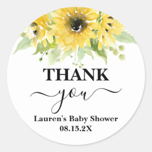 Solros Baby Shower Girl Classic Round Sticker Runt Klistermärke