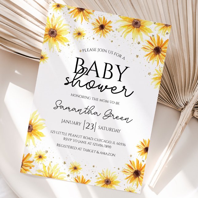 Solros Baby Shower Inbjudningar (Skapare uppladdad)