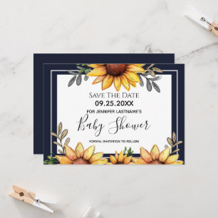 Solros Baby Shower Spara datum-inbjudan Inbjudningar