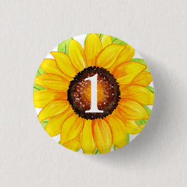 Solros Babyflicka Födelsedag Anpassad Ålder Nummer Knapp