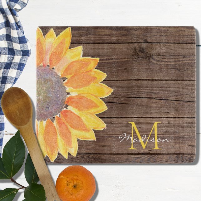 Solros Barn Wood monogram Namn (Skapare uppladdad)