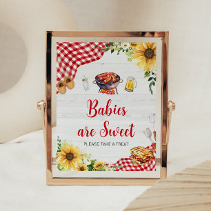 Solros BBQ Baby Shower Spädbarn är Sweet Poster