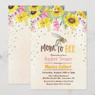 Solros Bee Baby Shower Inbjudan