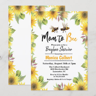 Solros Bee Baby Shower Inbjudan
