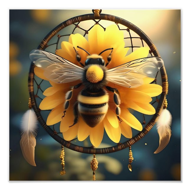 Solros Bee Dreamcatcher Fototryck (Framsidan)