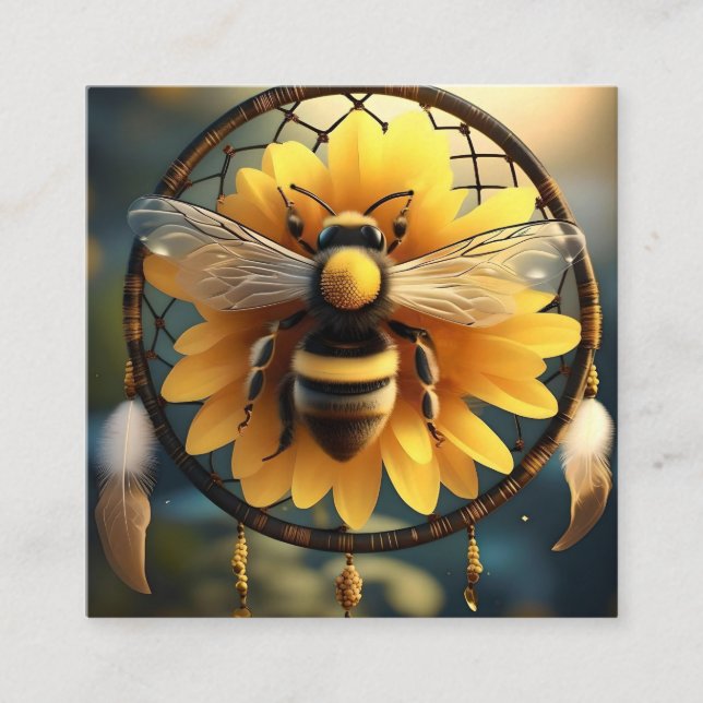 Solros Bee Dreamcatcher Fyrkantigt Visitkort (Framsida)