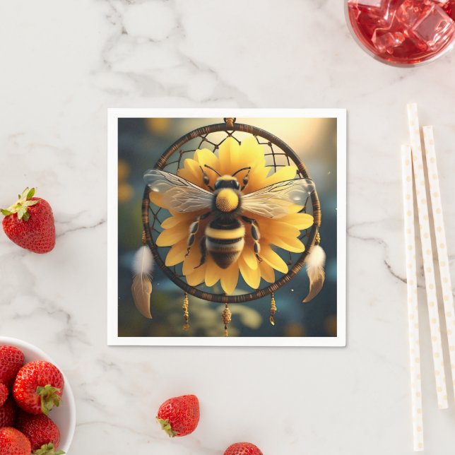 Solros Bee Dreamcatcher Pappersservett (Insitu)