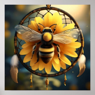 Solros Bee Dreamcatcher Poster