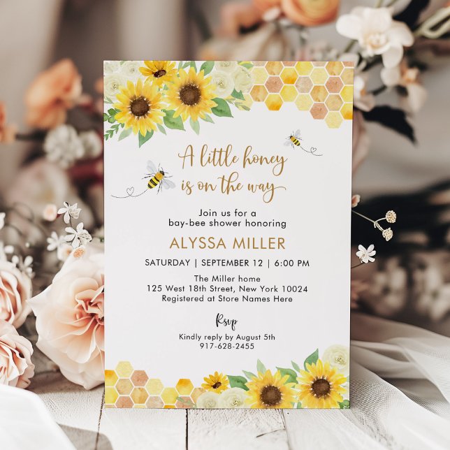 Solros Bee Little Baby Shower Inbjudningar (Skapare uppladdad)