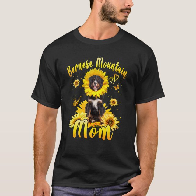 Solros Bernese Mountain Mamma Hund Mors dag T Shirt (Framsida)