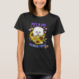 Solros Bichon Frisé Girl kärlek Hund T Shirt