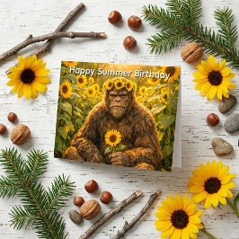 Solros Bigfoot Sommar Födelsedag Söt Sasquatch Kort