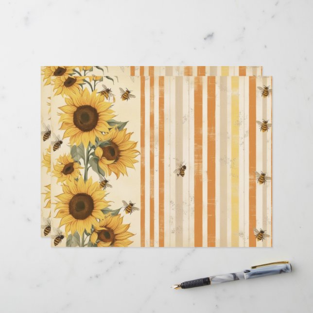 Solros Bina Vintage Scrapbook Journalpapper (Fram/Back In Situ)