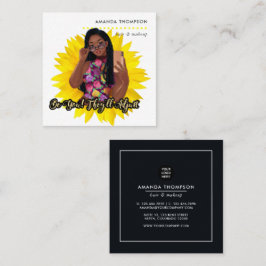 Solros Black Woman Beauty Mode Square Busine Fyrkantigt Visitkort