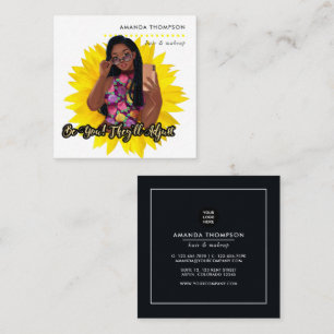 Solros Black Woman Beauty Mode Square Busine Fyrkantigt Visitkort