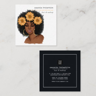 Solros Black Woman Hair Stylist Fyrkantigt Visitkort