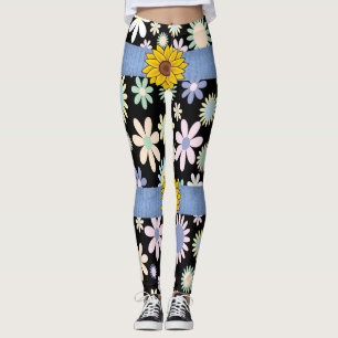 solros blandade blommor långa leggings tonåring