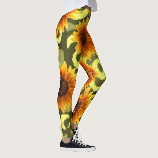 solros blandade blommor långa leggings tonåring (Höger)
