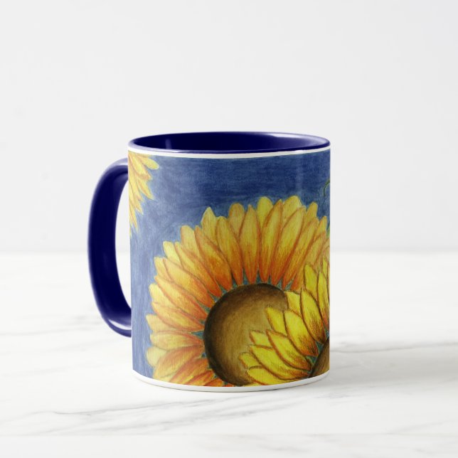Solros Blomma Kaffe Mugg Födelsedagspresent (Framsida vänster)