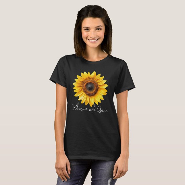 Solros blommar med grace inspirerande blommor t shirt (Hel framsida)