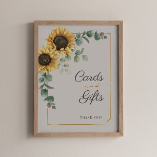 Solros Blommig Eukalyptus Kort och Present Skylt