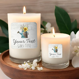 Solros Blommig & Rustik Trädgård Gammaldags Stuga Fyrkantigt Klistermärke