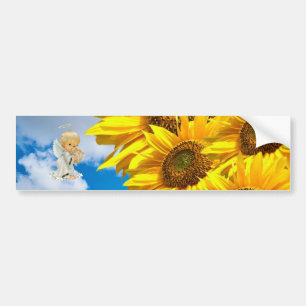 Solros Blommigt Baby Angel Bumper Sticker Bildekal