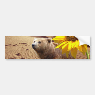 Solros Blommigt Bear Bumper Sticker Bildekal