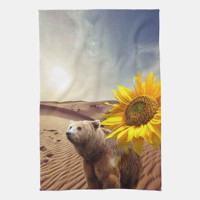 Solros Blommigt Bear Kitchen Towel Kökshandduk (Vertikal)