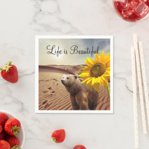 Solros Blommigt Bear Pappra blöjor Pappersservett